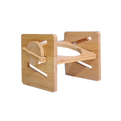 Stainless Steel Bamboo Raised Dog Bowl For Single Stand