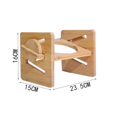 Stainless Steel Bamboo Raised Dog Bowl For Single Stand