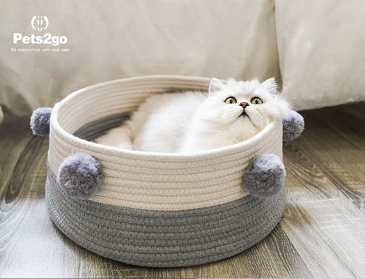 Customized Logo 0.9kg 42*16CM Round Cat Bed