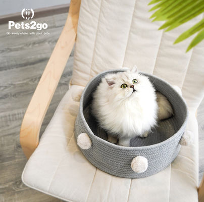 Customized Logo 0.9kg 42*16CM Round Cat Bed