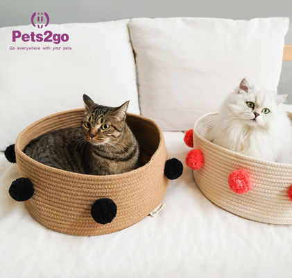 Customized Logo 0.9kg 42*16CM Round Cat Bed