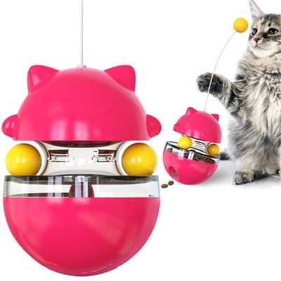 Cat Tumbler Turntable Funny Cat Stick Toy Self Hi Swing Leaky Ball Slow