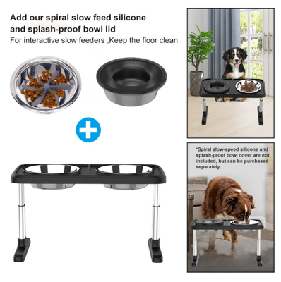 Elevated Double Raised Dog Bowls  Dog Bowl And Adjustable Food Height