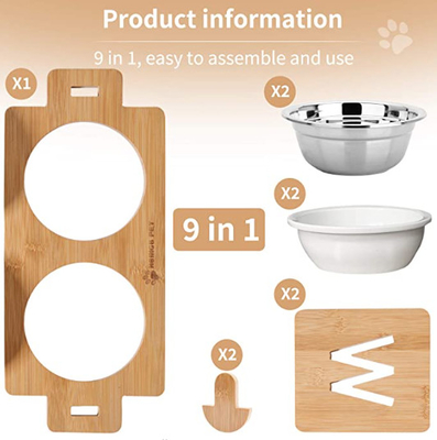 Adjustable Elevated Dog Bowl Stand With Extra Stainless Steel