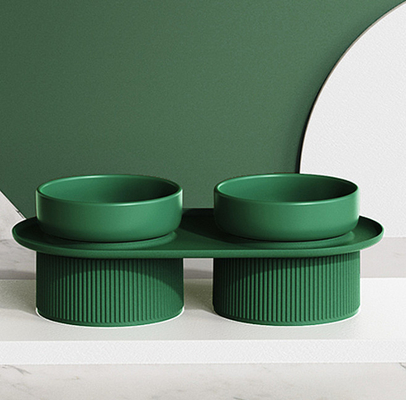 Ceramic Elevated Raised Pet Feeder Bowls With Stand
