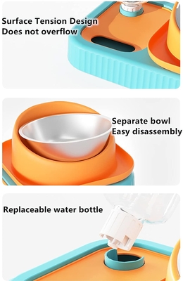 Stainless Steel Pet Slow Feeder Tilted Cat Dog Bowls Set