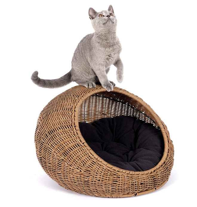 掛かる猫のベッドの枝編み細工品